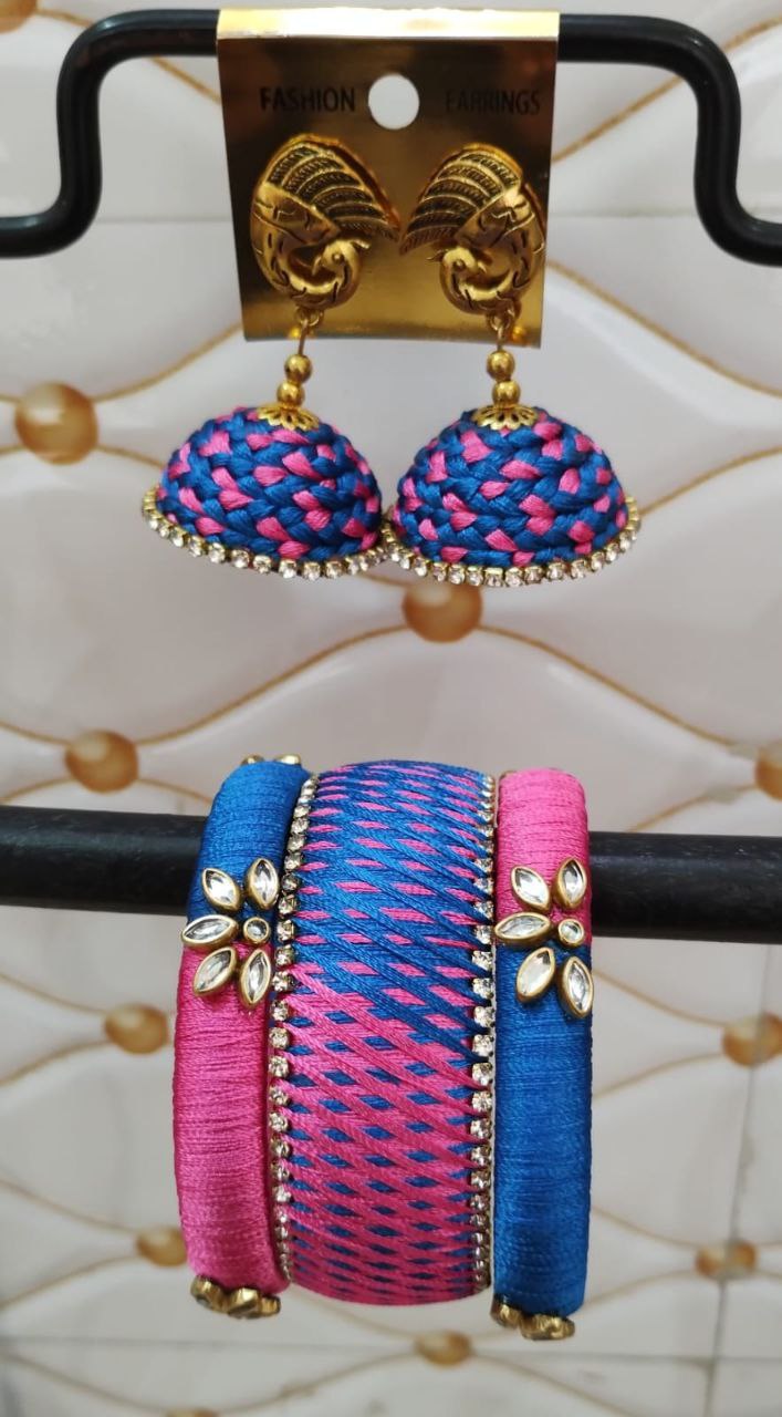Double thread with stud platted earrings