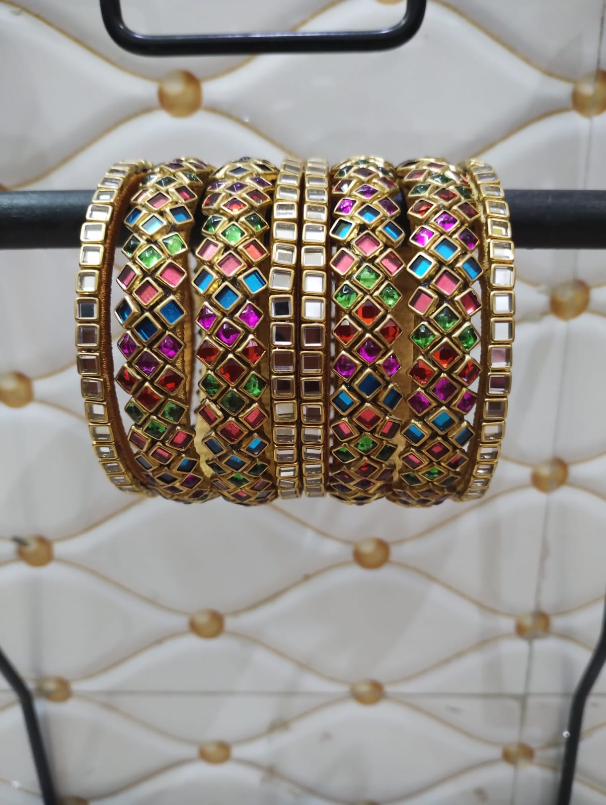 Multi colour kundan stone bangles